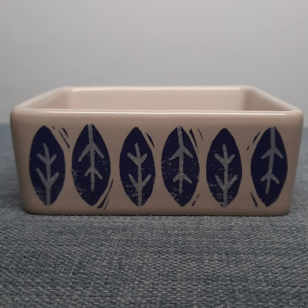 Ceramic Trinket Tray Dresser Dish Be.You.Tiful Jewelry Organizer Square Flowers